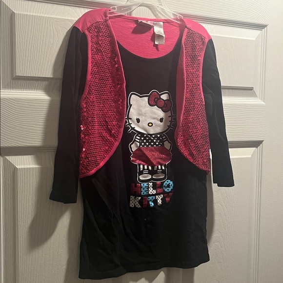 Hello Kitty Black and Red Sequin Long Sleeve Tee - Picture 1 of 4
